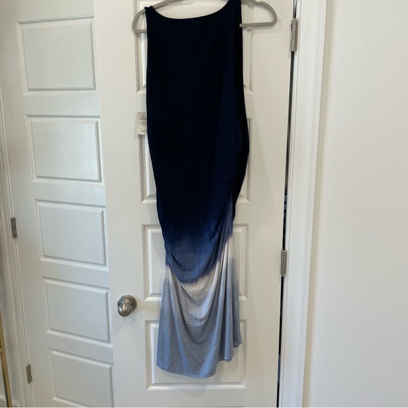 Athleta Ombré Tie-dye Navy Ruched Sleeveless Midi Tank Dress - Picture 2 of 7